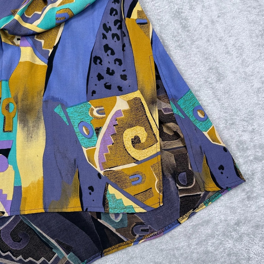 Vintage Hopsack Germany Abstract Midi Skirt Womens XL Pleated A-Line Retro Fun - Picture 4 of 7